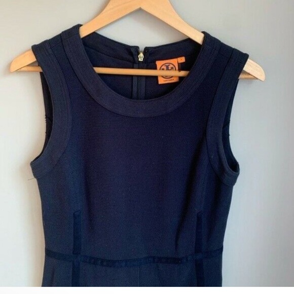 Tory Burch Addis Normandy Blue Cotton Invert Pleat Dress - Picture 3 of 8